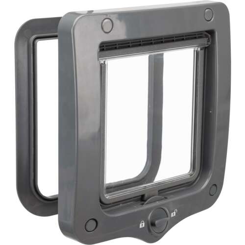 Trixie 2 irányú zárható macska ajtó, szürke műanyag, 20 x 22 cm