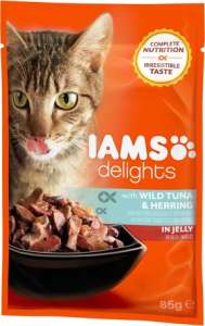 IAMS Cat Delights – Tonhal és hering aszpikban (48 x 85 g) 4080 g 31496307 Macskaeledelek - 48 db