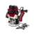 Einhell TE-RO 1255 E router, red and black, with dust extraction and power cord, on white background
