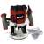 Einhell TE-RO 1255 E router, red and black, with dust extraction, on white background