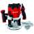 Einhell TE-RO 1255 E router, red and black, with dust extraction, on white background