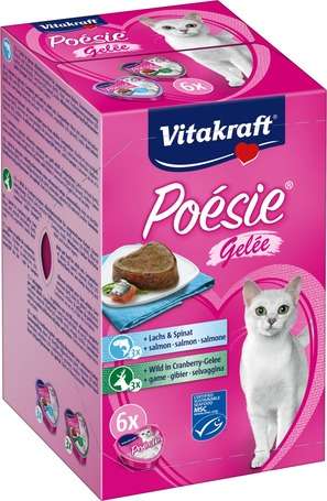 Vitakraft Poésie Multipack - Aszpikos válogatás alutálkában macskáknak (2 íz x 3 db x 85 g) 510g