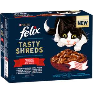 Felix Shreds házias válogatás - Marhás, csirkés, kacsás és pulykás tépett falatok szószban macskáknak - Multipack (1 karton | 12 x 80 g) 960 g 69795371 Macskaeledel - Felnőtt