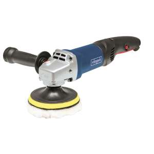 Scheppach PM 600 600W Elektrische Poliermaschine, 125mm, blau und silber, mit weißem Polierpad - Scheppach