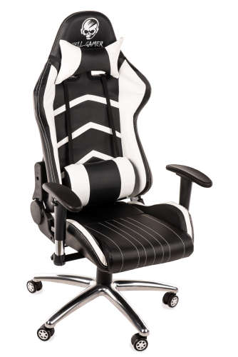 Hell Gamer professzionális fémlábas Gamer szék 3D kartámasszal #fekete-fehér
