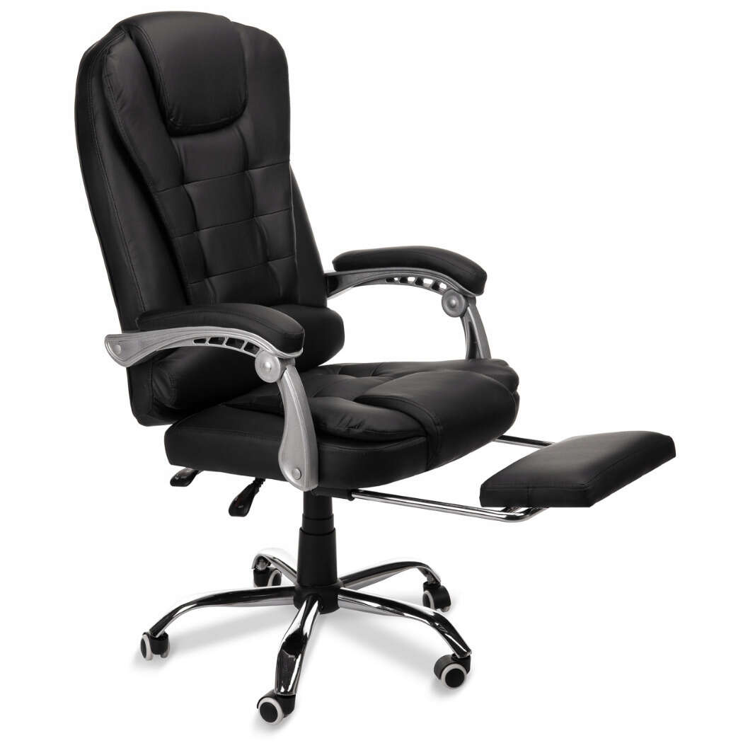 Fémlábas Irodai Forgószék lábtartóval #fekete