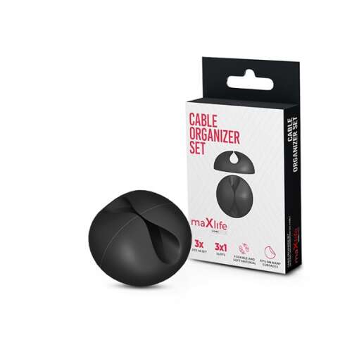 Set de organizatoare de cabluri Maxlife, 3 bucăți, organizatoare de cabluri negre pentru birou, birou acasă și electronică