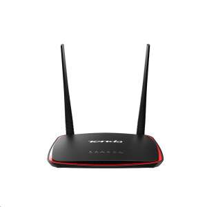 Tenda AP4 300Mbps Punct de acces wireless N, negru cu accente roșii, vedere din față - Acces Point-uri