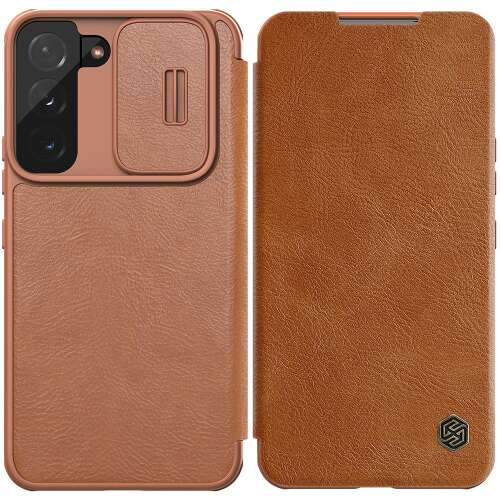 Samsung Galaxy S22+ (S22 Plus) Nillkin Qin Pro flip case with camera protection, Brown