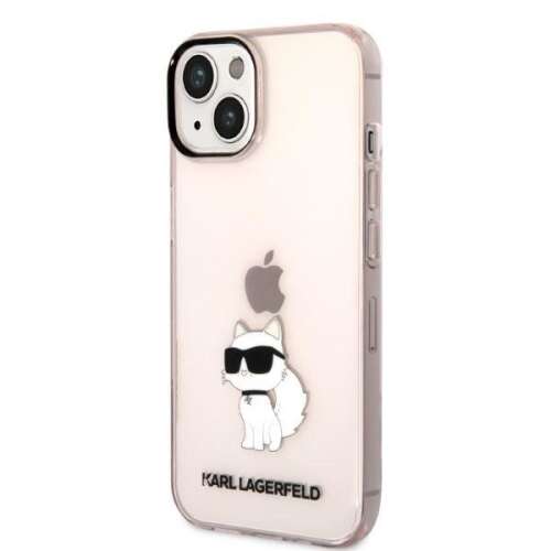 Karl Lagerfeld Choupette Collection iPhone 14 Plus tok, rózsaszín, átlátszó, macskás mintával - Karl Lagerfeld