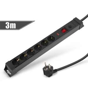 Delight 6-way Surge and Overload Protected Power Strip with Switch, 3m 20249