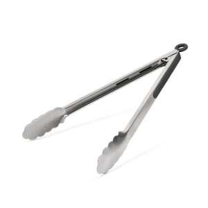 Edelstahl-Grillzange mit schwarzem Gummigriff, 34 cm lang - Gartengrill, Grillzubehör