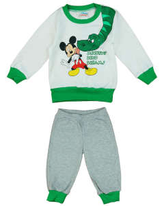 Disney fiú Pizsama - Mickey #zöld-fehér - 110-es méret 31521556 Gyerek pizsamák, hálóingek - Mickey egér