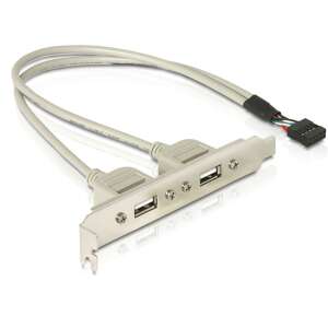 Delock 2-Port USB 2.0 Bracket, PCI slot to 2x USB-A female, 30cm cable - USB Hub