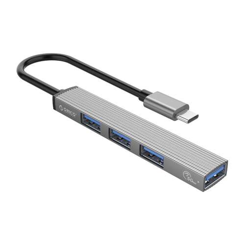 Adapter Orico 4 w 1 z 4 portami USB, z wejściem USB-C, szary