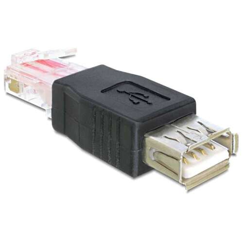 Adapter Delock USB-A żeński > RJ45 męski, czarny
