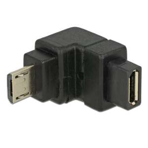 Delock USB 2.0 Micro-B male to Micro-B female adapter, black, right angle - Delock USB Adapter