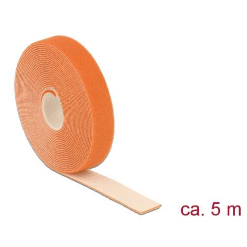 Delock Hurkolható rögzítők, 5 m x 20 mm (H x Sz) tekercs, narancssárga