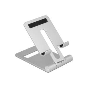 Delock regulowany stojak na telefon komórkowy z aluminium, srebrny - Biurkowy uchwyt na telefon