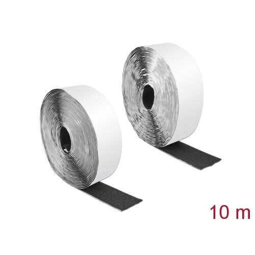Delock Velcro Klettselbstklebeband-Set, H 10 m und L 50 mm schwarz