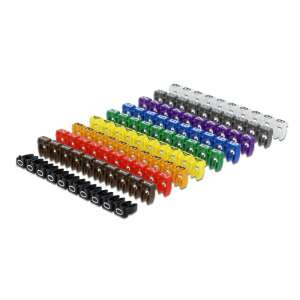 Delock 100 piece cable marker clips with numbers 0-9, assorted colors - Patch Cable