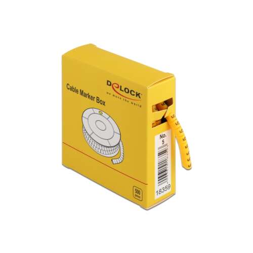 Delock 500 db sárga kábeljelző doboz No. 5 csomagolás - Kábelrendező