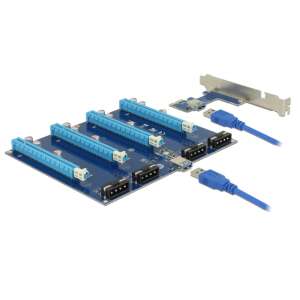 Delock PCI Express x1 - 4x PCIe x16 bővítőkártya USB kábellel GPU bányászathoz - PCI hálózati kártya