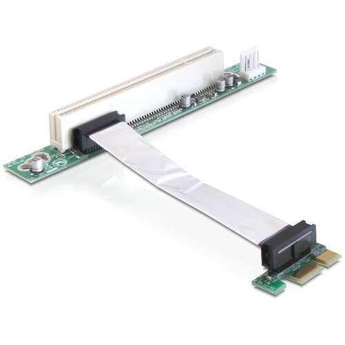Delock Riser kártya PCI Express x1 &gt; PCI 32Bit 5 V rugalmas kábellel 9 cm balra behelyezve 57346300