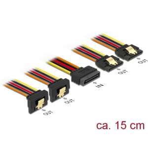 Delock 15 pin-es SATA kábel bemeneti zár funkcióval &gt; 15 pin-es SATA tápcsatlakozó kimeneti 2 x egye 75340800 
