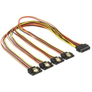 Delock 15 pin-es SATA kábel &gt; 15 pin-es SATA tápcsatlakozó kimeneti 4 x egyenes 50 cm 79246907 