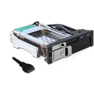Delock 5.25 Mobil Rack 1 x 2.5 + 1 x 3.5 SATA HDD-hez + 2 x USB 3.0 port 130981149 - Külső merevlemez ház