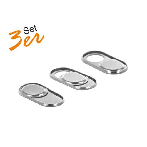 Delock Webcam-Abdeckung für Laptop, Tablet und Smartphone, silber, 3er-Pack