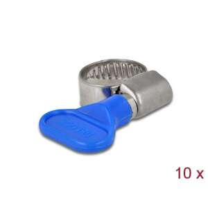 Delock pillangó tömlőbilincs, 10-16 mm, 10 darabos kiszerelés, rozsdamentes acél kék pillangó fogantyúval - BNC kábel