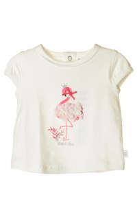 White Boboli girls' T-shirt with a flamingo print and rhinestone details - Boboli