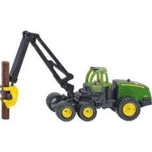 Siku John Deere 1:87 scară tractor forestier verde cu macara mobilă, din metal și plastic - Mașină de lucru pentru copii