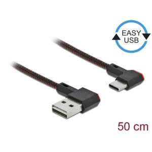 Kabel Delock EASY-USB 2.0, USB-A do USB-C, kątowe złącza, 50cm - Kabel USB