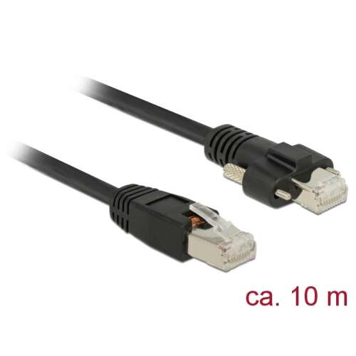 Delock 10 m-es RJ45 dugó > RJ45 dugó csavarokkal csatlakozós Cat.6 SSTP kábel