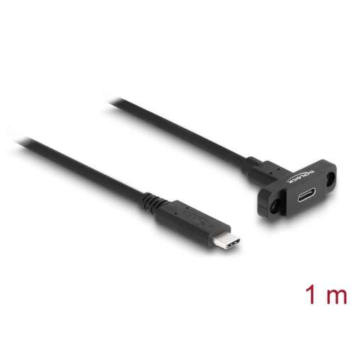 Delock 1m USB-C Apa-Anya Panel Rögzítő Kábel - USB kábel