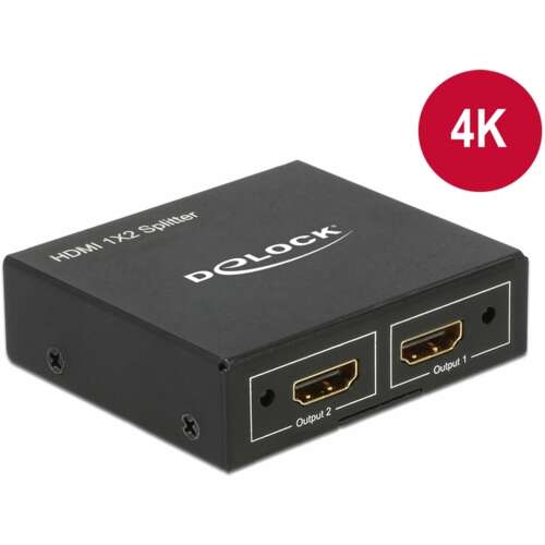 Delock HDMI 1x2 Splitter, 4K, schwarz