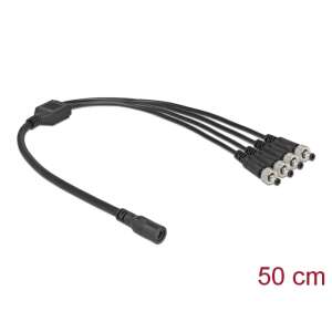 Delock DC elosztó kábel, 5,5 x 2,1 mm anya - 4 apa csavarható csatlakozó, 50cm - DC kábel