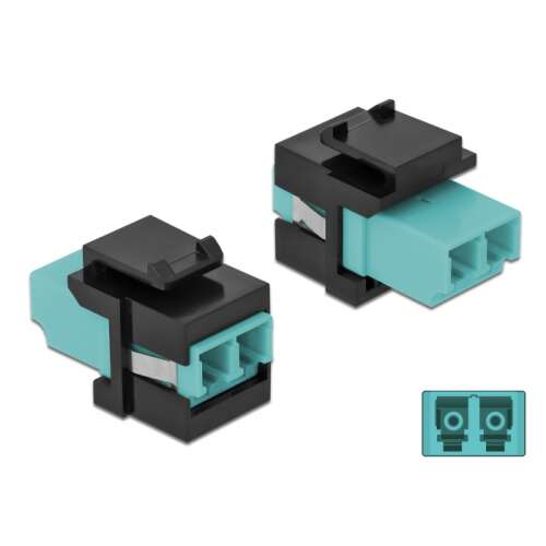 Delock Keystone LC Duplex modul, aqua és fekete optikai csatlakozó - Keystone modul