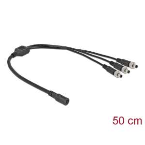 Delock DC elosztó kábel, 5,5 x 2,1 mm anya - 3 apa csatlakozó csavarzárral, 50cm - DC kábel
