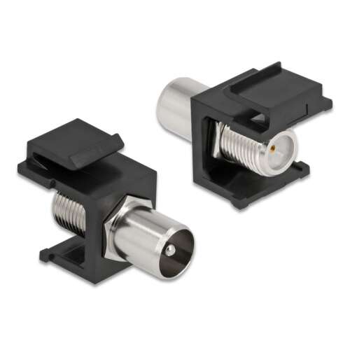 Delock IEC - F Keystone Modul, Fekete, antenna kábelek csatlakoztatásához