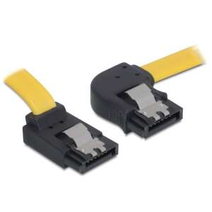 Delock SATA cable, yellow, right angle and upward connectors - Cable