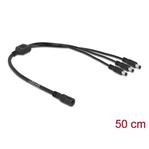 Delock DC tápkábel elosztó, 5,5 x 2,1 mm, 1 anya - 3 apa csatlakozó, 50 cm