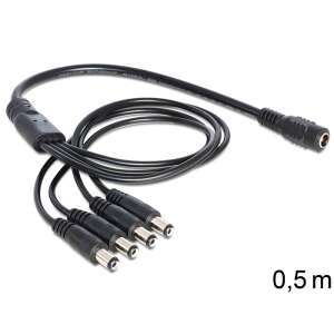 Delock DC elosztókábel, 5.5 x 2.1 mm anya - 4 x apa, 0.5m - DC kábel