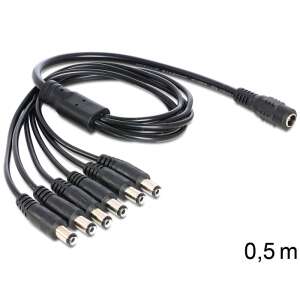 Delock DC elosztókábel, 5.5 x 2.1 mm anya - 6 x apa csatlakozókkal, 0.5m - DC kábel
