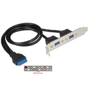 Delock USB 3.0 internal header to 2x USB 3.0 A-type female connector bracket, 50cm cable - USB Hub