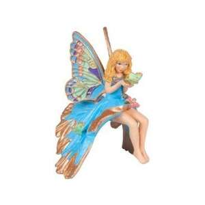Papo Blue Fairy Figurine, sitting on a leaf, holding a butterfly - Figure