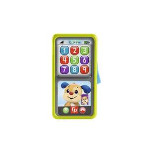 Fisher-Price 2-în-1 Râs și Învață Smartphone jucărie, verde și albastru, cu butoane numerice și un ecran glisant - Fisher Price Jocuri de dezvoltare pentru copii mici
